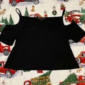 Black Short Sleeve Shirt w/Cut Out Sleeves {Size Small}